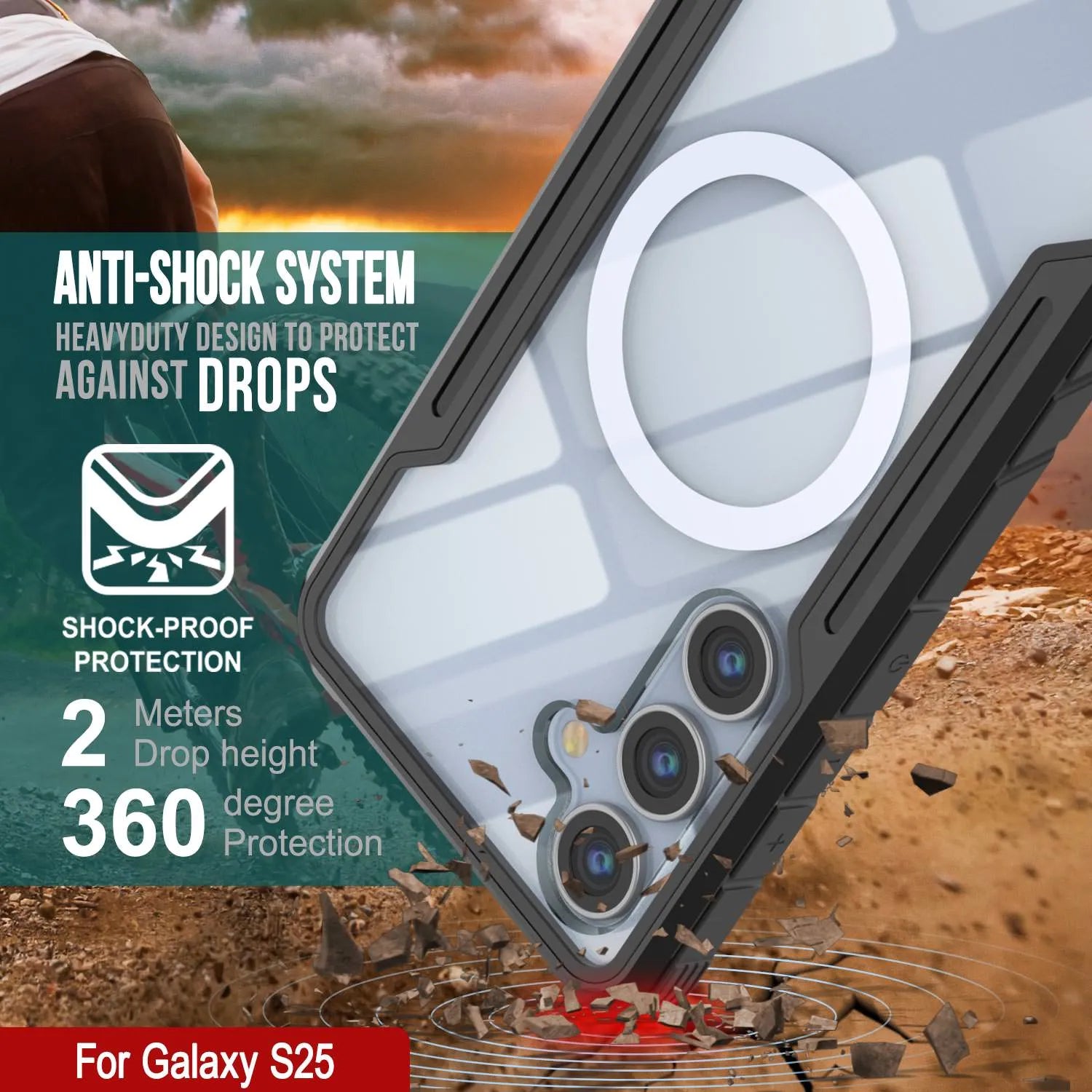 Punkcase S25 Armor Stealth Case Protective Military Grade Multilayer Cover [Black]