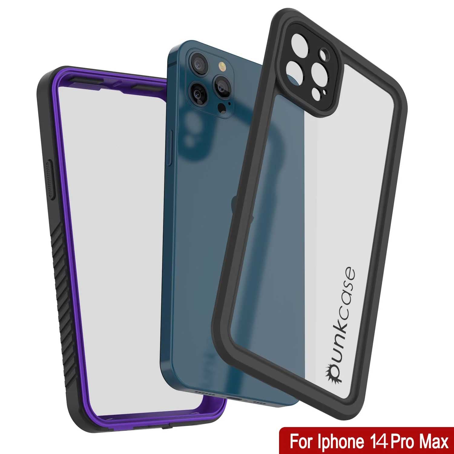 iPhone 14 Pro Max Waterproof Case, Punkcase [Extreme Series] Armor Cover W/ Built In Screen Protector [Purple]