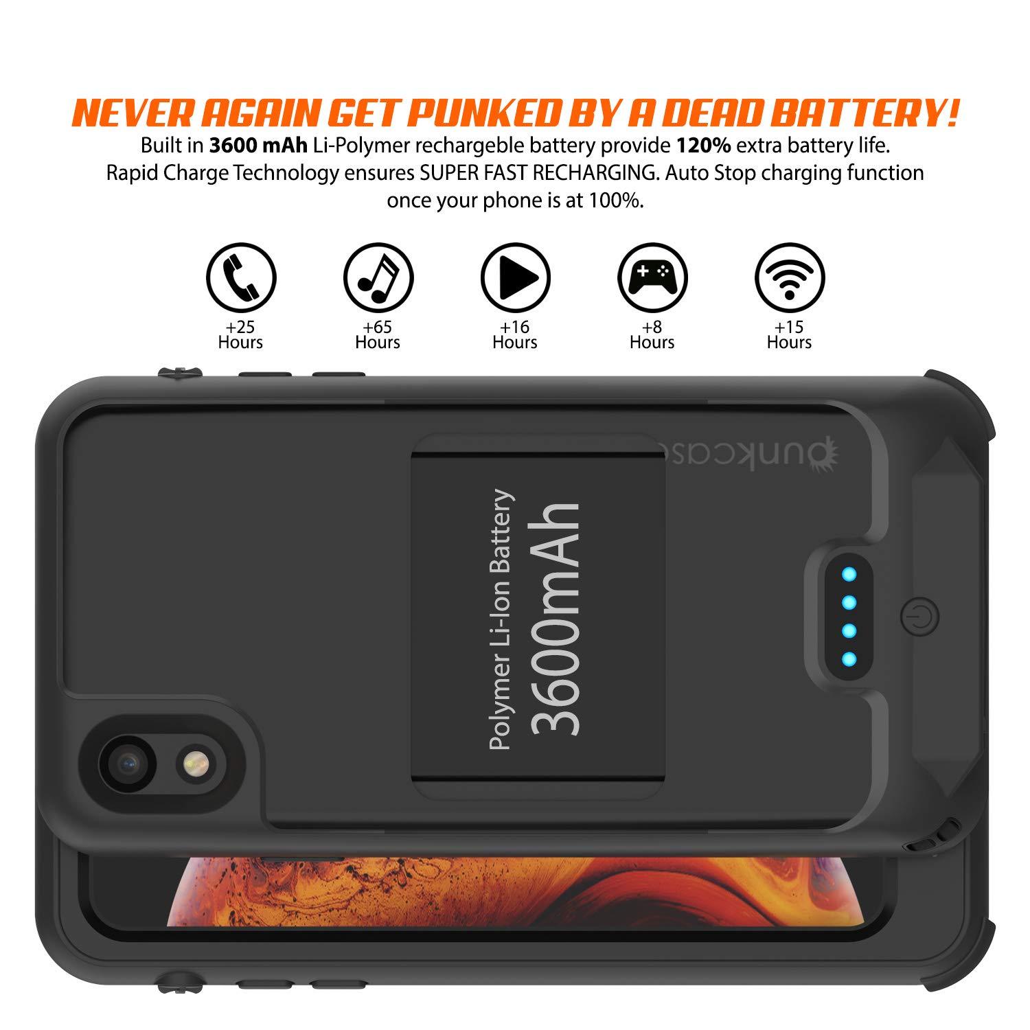 PunkJuice iPhone XR Battery Case, Waterproof, IP68 Certified [Ultra Slim] [Black]