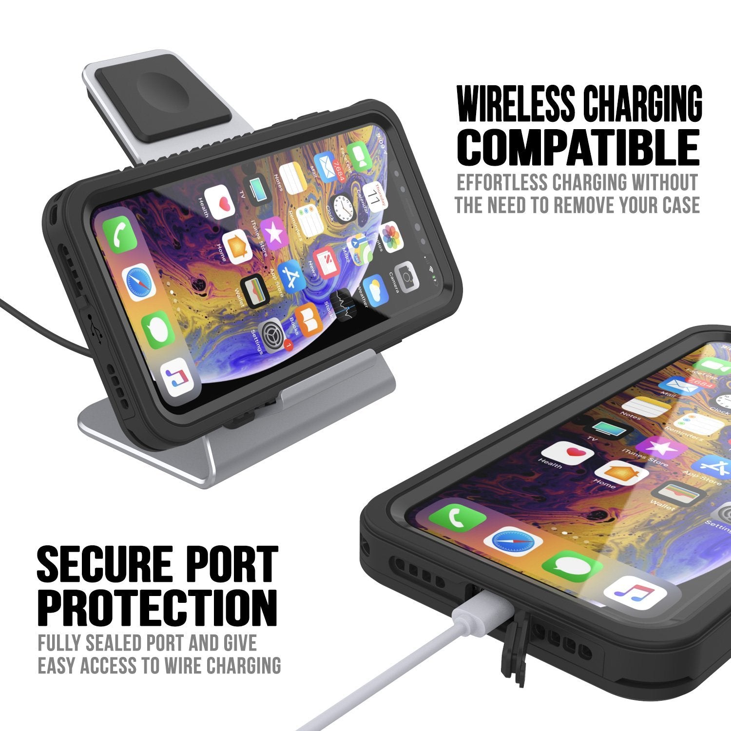 iPhone 12 Pro Waterproof Case, Punkcase [Extreme Series] Armor Cover W/ Built In Screen Protector [Black]