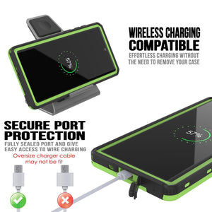 PunkCase Galaxy Note 10 Waterproof Case, [KickStud Series] Armor Cover [Light-Green]