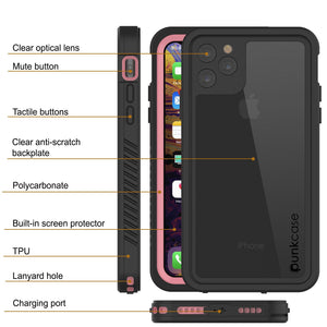 iPhone 12 Pro Waterproof Case, Punkcase [Extreme Series] Armor Cover W/ Built In Screen Protector [Pink]