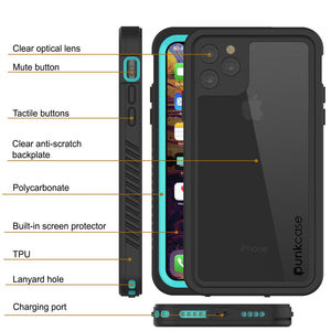 iPhone 12 Pro Waterproof Case, Punkcase [Extreme Series] Armor Cover W/ Built In Screen Protector [Teal]