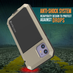 iPhone 11 Metal Case, Heavy Duty Military Grade Armor Cover [shock proof] Full Body Hard [Gold]