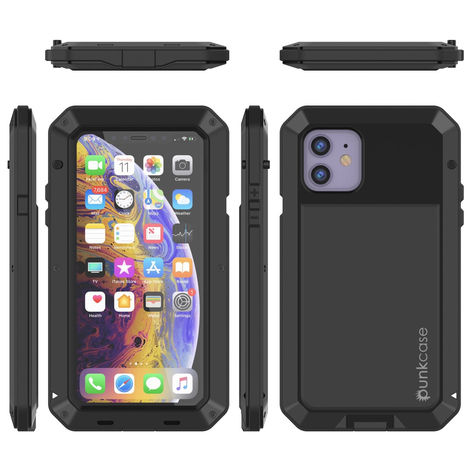 iPhone 11 Metal Case, Heavy Duty Military Grade Armor Cover [shock proof] Full Body Hard [Black]