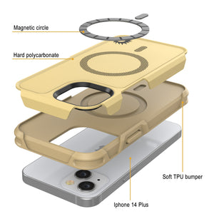 PunkCase iPhone 14 Plus Case, [Spartan 2.0 Series] Clear Rugged Heavy Duty Cover W/Built in Screen Protector [Yellow]