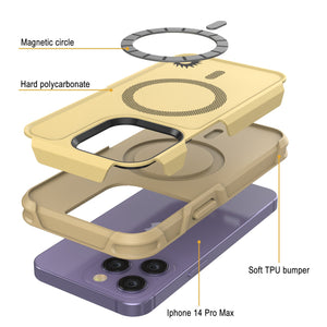 PunkCase iPhone 14 Pro Max Case, [Spartan 2.0 Series] Clear Rugged Heavy Duty Cover W/Built in Screen Protector [Yellow]