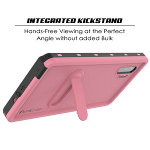 PunkCase Galaxy Note 10+ Plus Waterproof Case, [KickStud Series] Armor Cover [Pink]