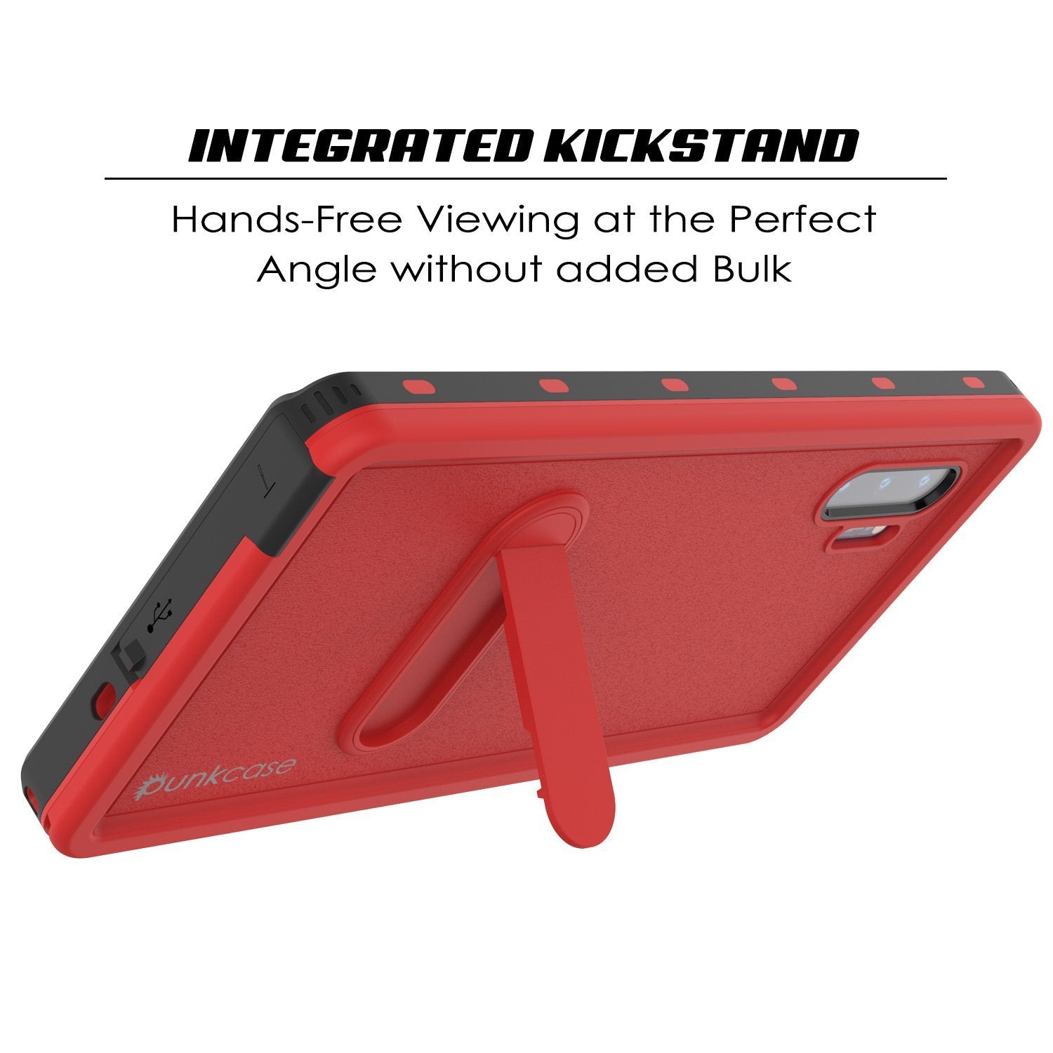 PunkCase Galaxy Note 10 Waterproof Case, [KickStud Series] Armor Cover [Red]