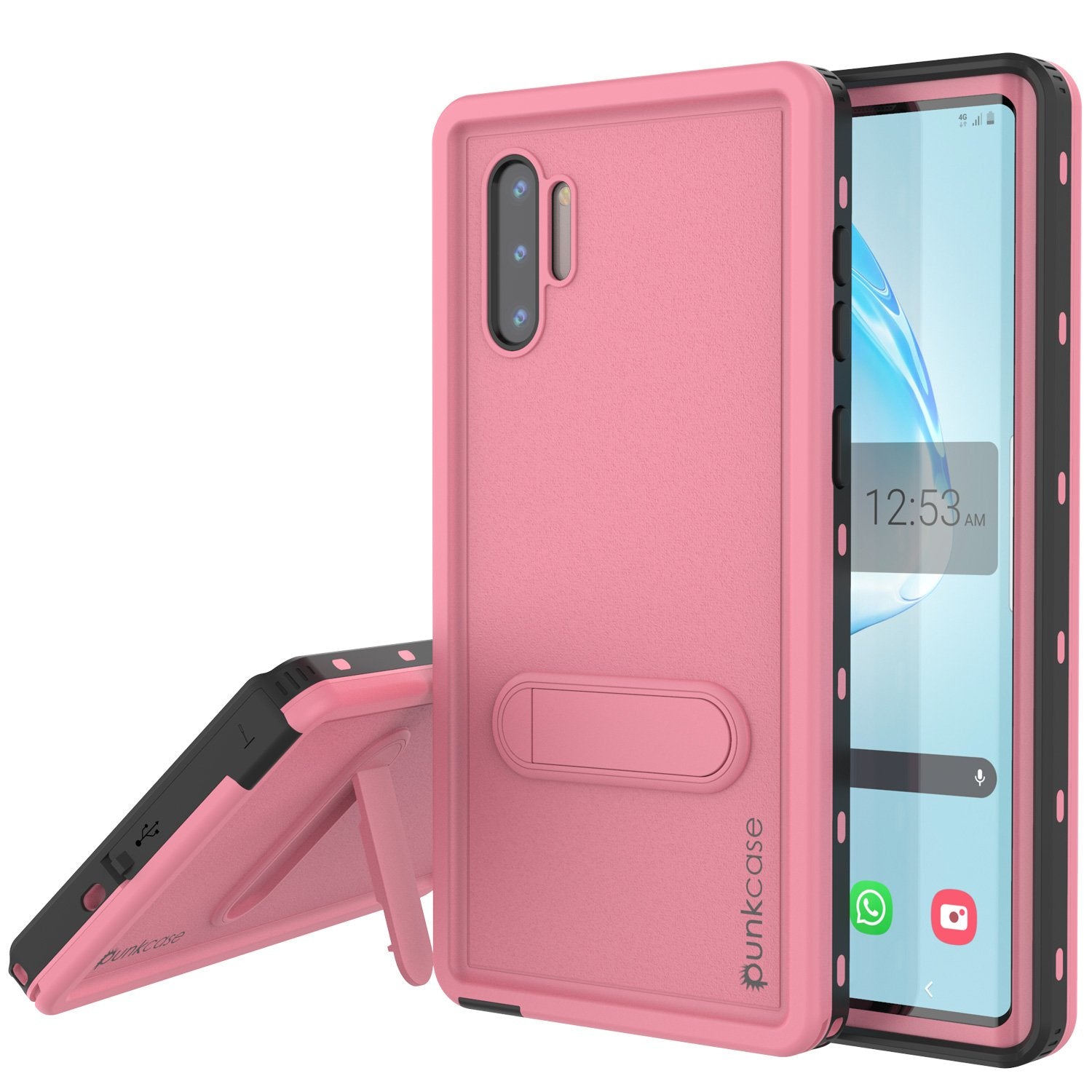 PunkCase Galaxy Note 10 Waterproof Case, [KickStud Series] Armor Cover [Pink]