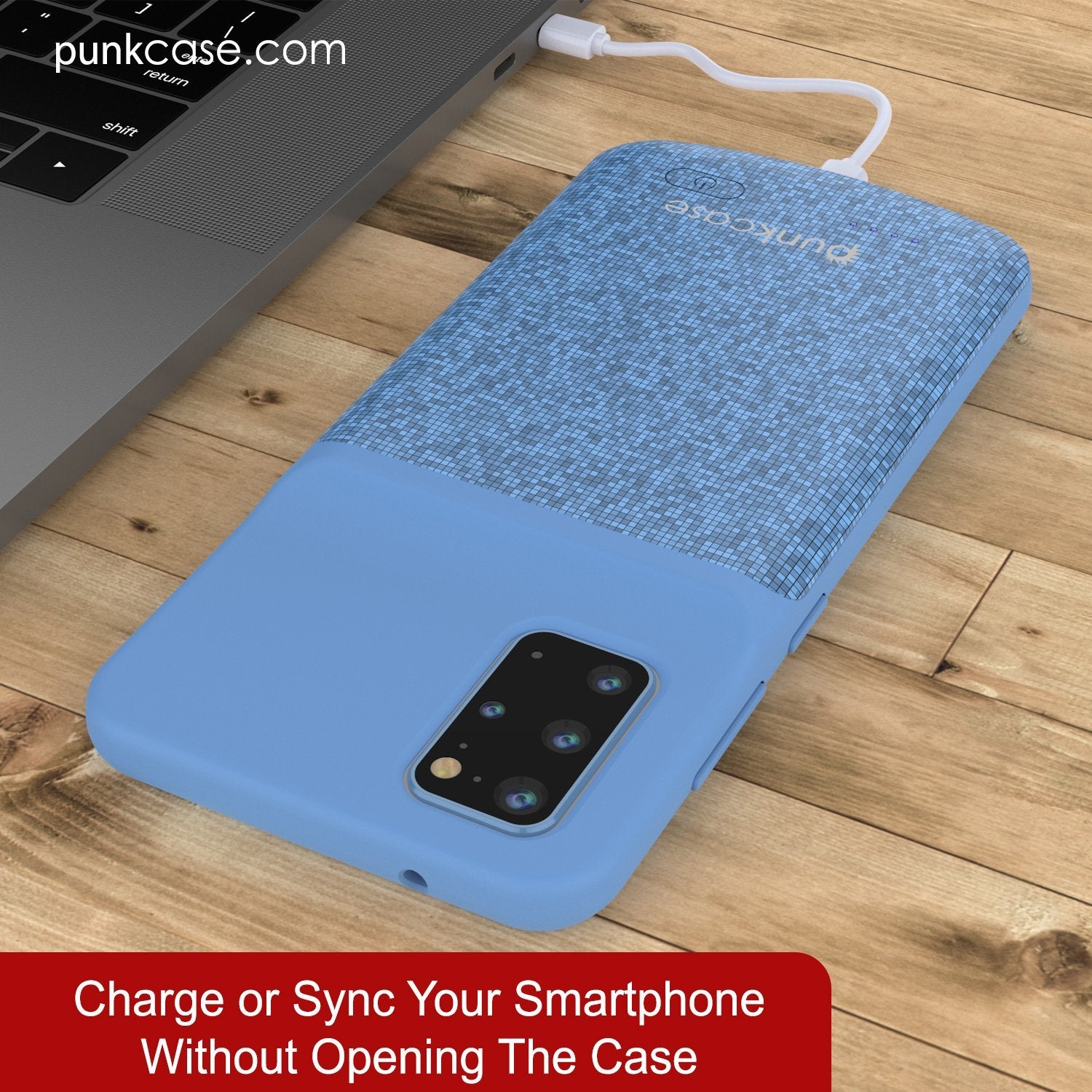 PunkJuice S20+ Plus Battery Case Patterned Blue - Fast Charging Power Juice Bank with 6000mAh