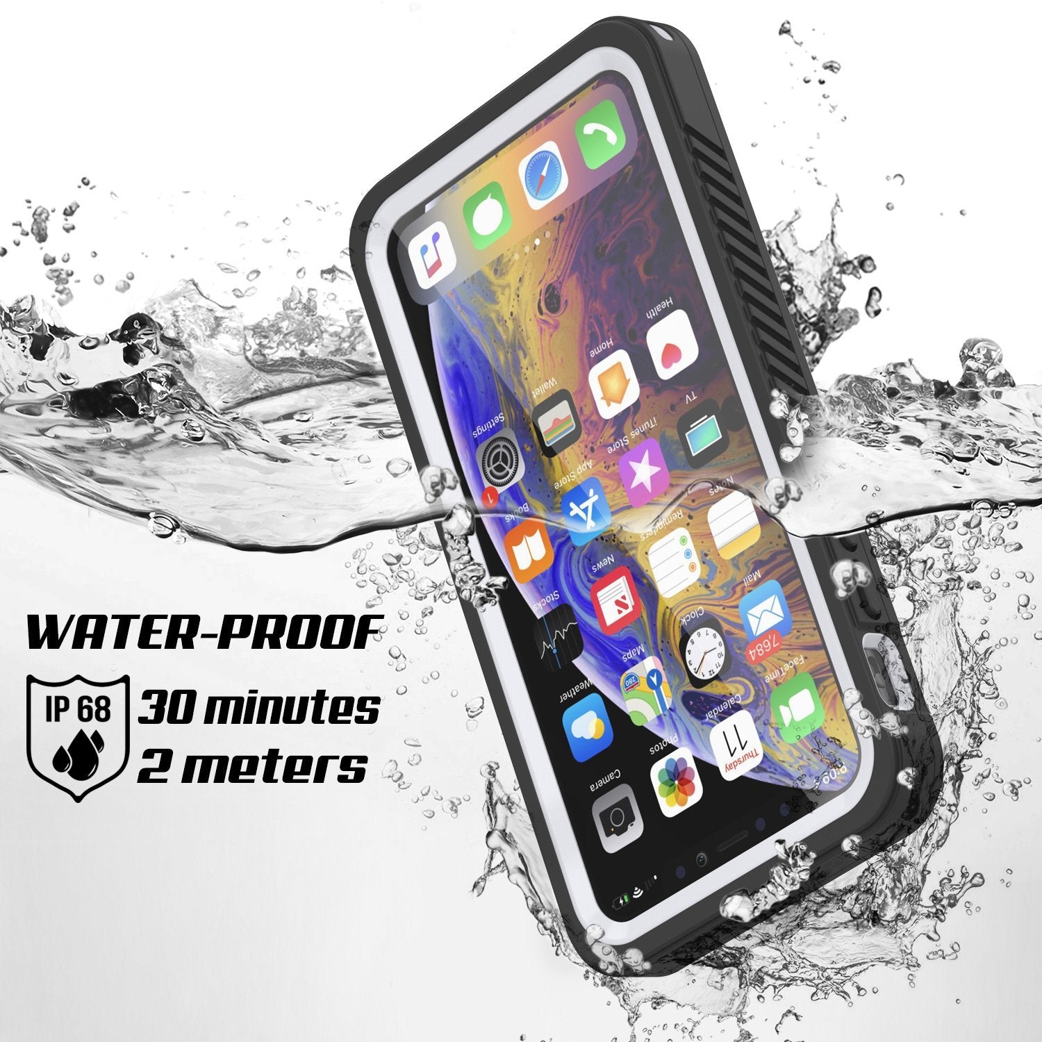 iPhone 12 Pro Waterproof Case, Punkcase [Extreme Series] Armor Cover W/ Built In Screen Protector [White]