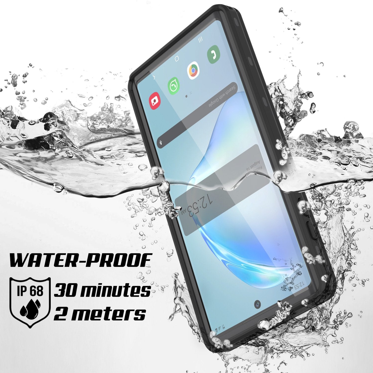 PunkCase Galaxy Note 10 Waterproof Case, [KickStud Series] Armor Cover [Black]