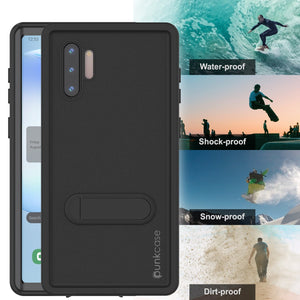 PunkCase Galaxy Note 10 Waterproof Case, [KickStud Series] Armor Cover [Black]