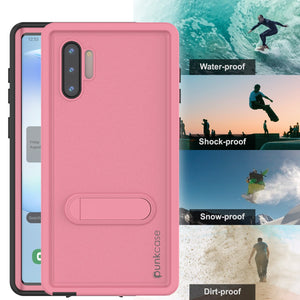 PunkCase Galaxy Note 10 Waterproof Case, [KickStud Series] Armor Cover [Pink]