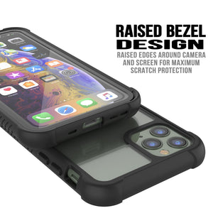 PunkCase iPhone 11 Pro Max Case, [Spartan Series] Clear Rugged Heavy Duty Cover W/Built in Screen Protector [Black]