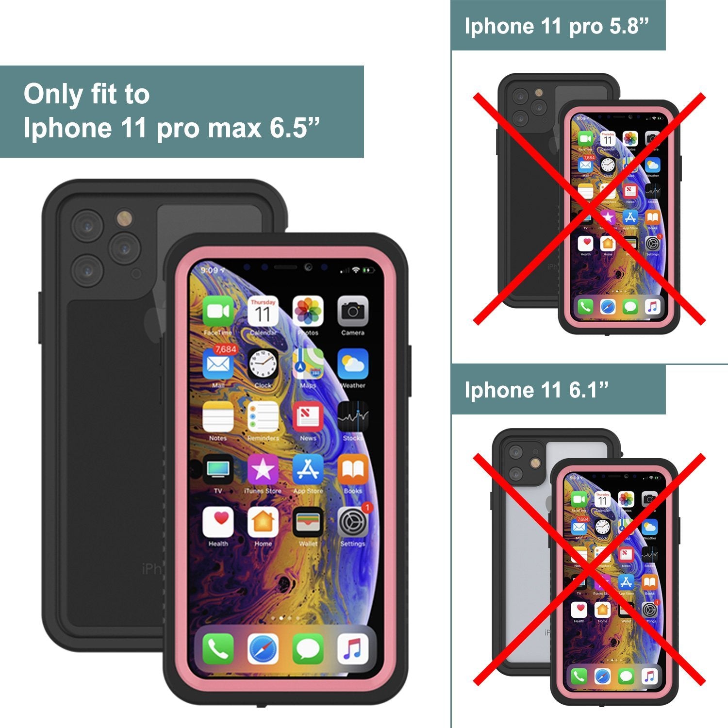 iPhone 12 Pro Waterproof Case, Punkcase [Extreme Series] Armor Cover W/ Built In Screen Protector [Pink]