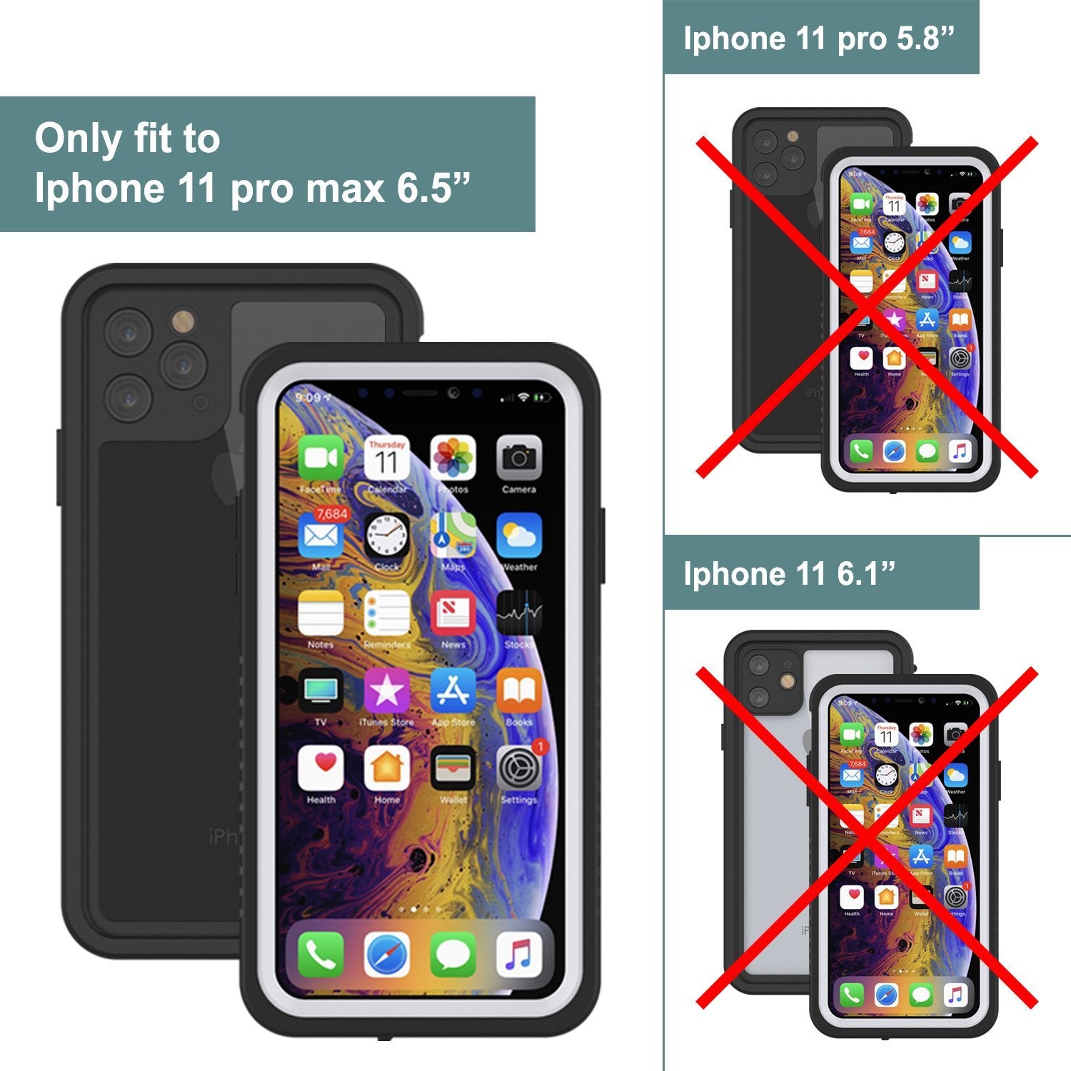 iPhone 12 Pro Waterproof Case, Punkcase [Extreme Series] Armor Cover W/ Built In Screen Protector [White]