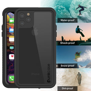 iPhone 12 Pro Waterproof Case, Punkcase [Extreme Series] Armor Cover W/ Built In Screen Protector [Black]