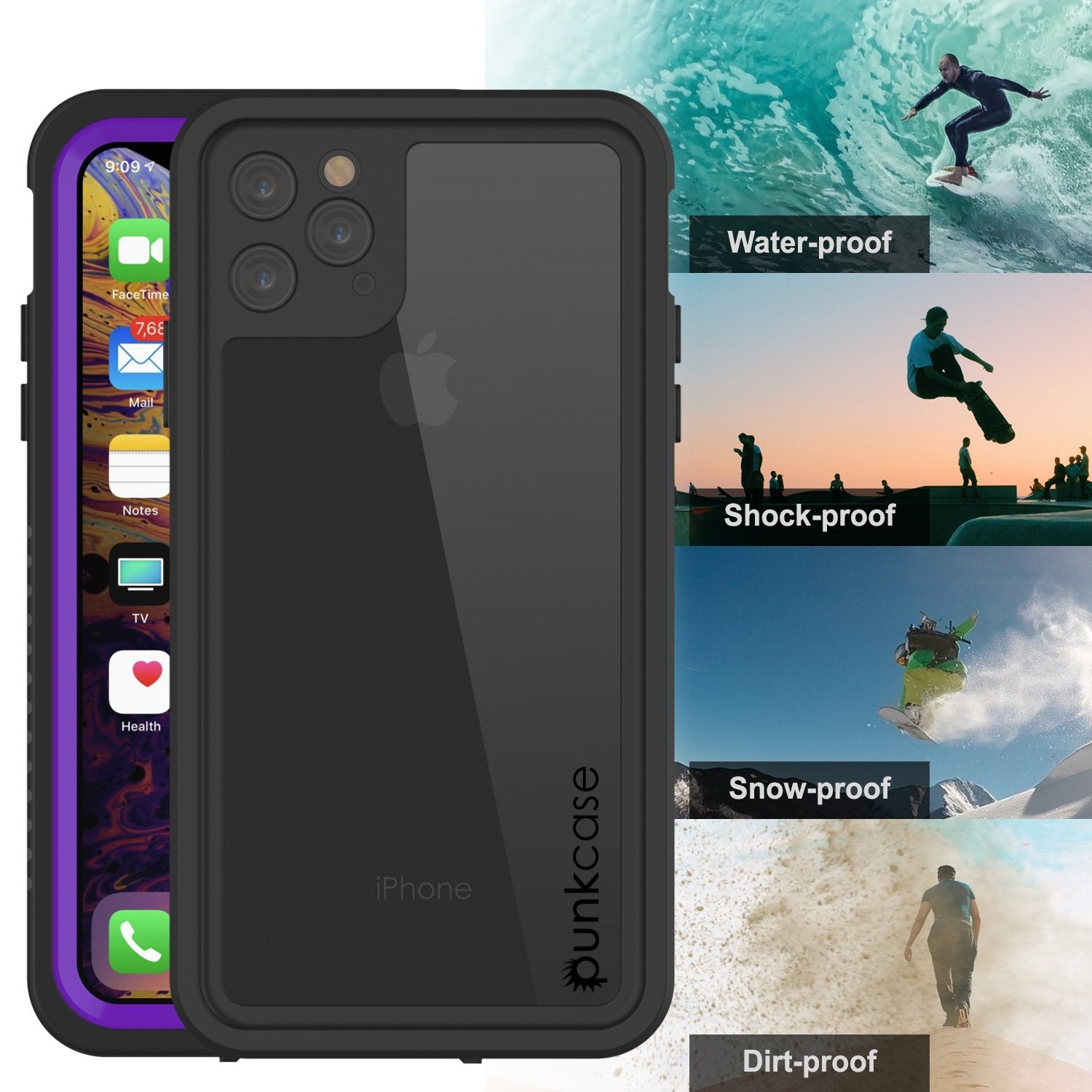 iPhone 12 Pro Waterproof Case, Punkcase [Extreme Series] Armor Cover W/ Built In Screen Protector [Purple]