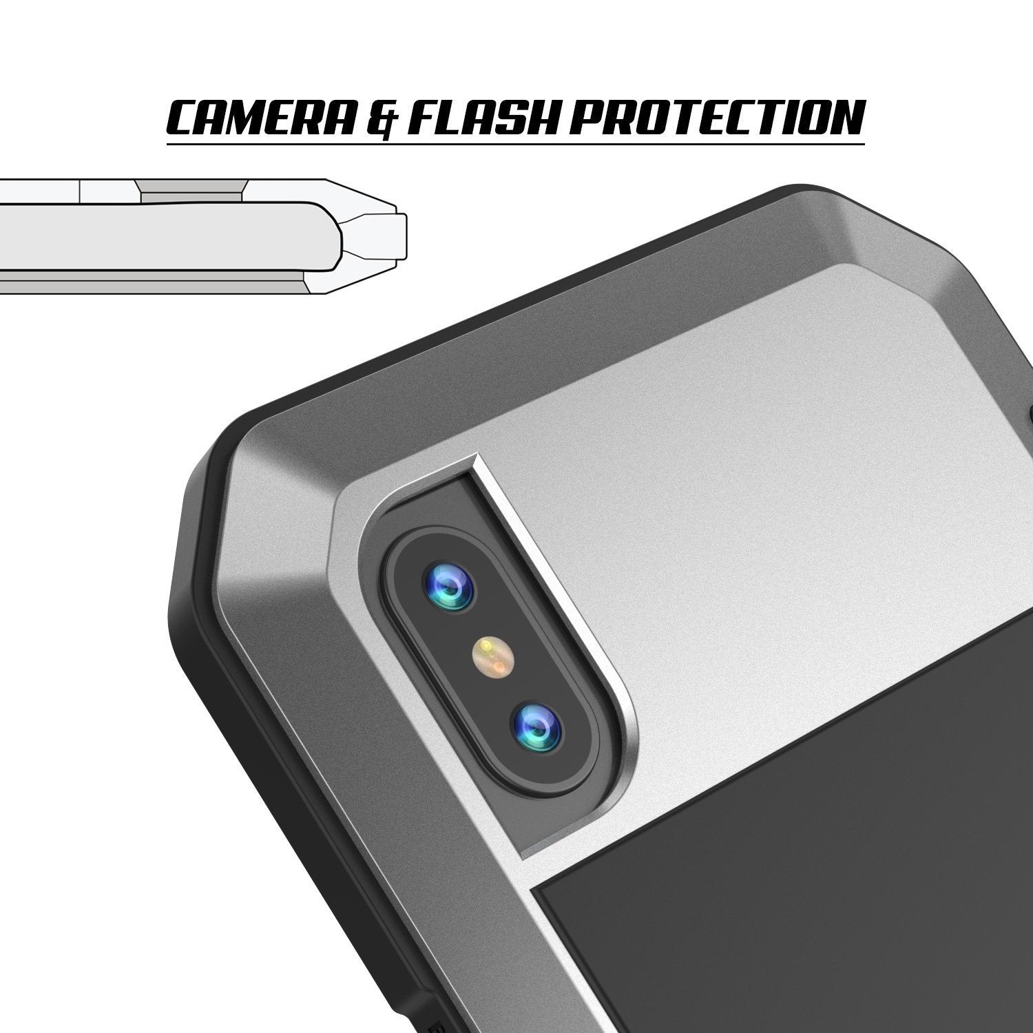 iPhone XR Metal Case, Heavy Duty Military Grade Armor Cover [shock proof] Full Body Hard [Silver]