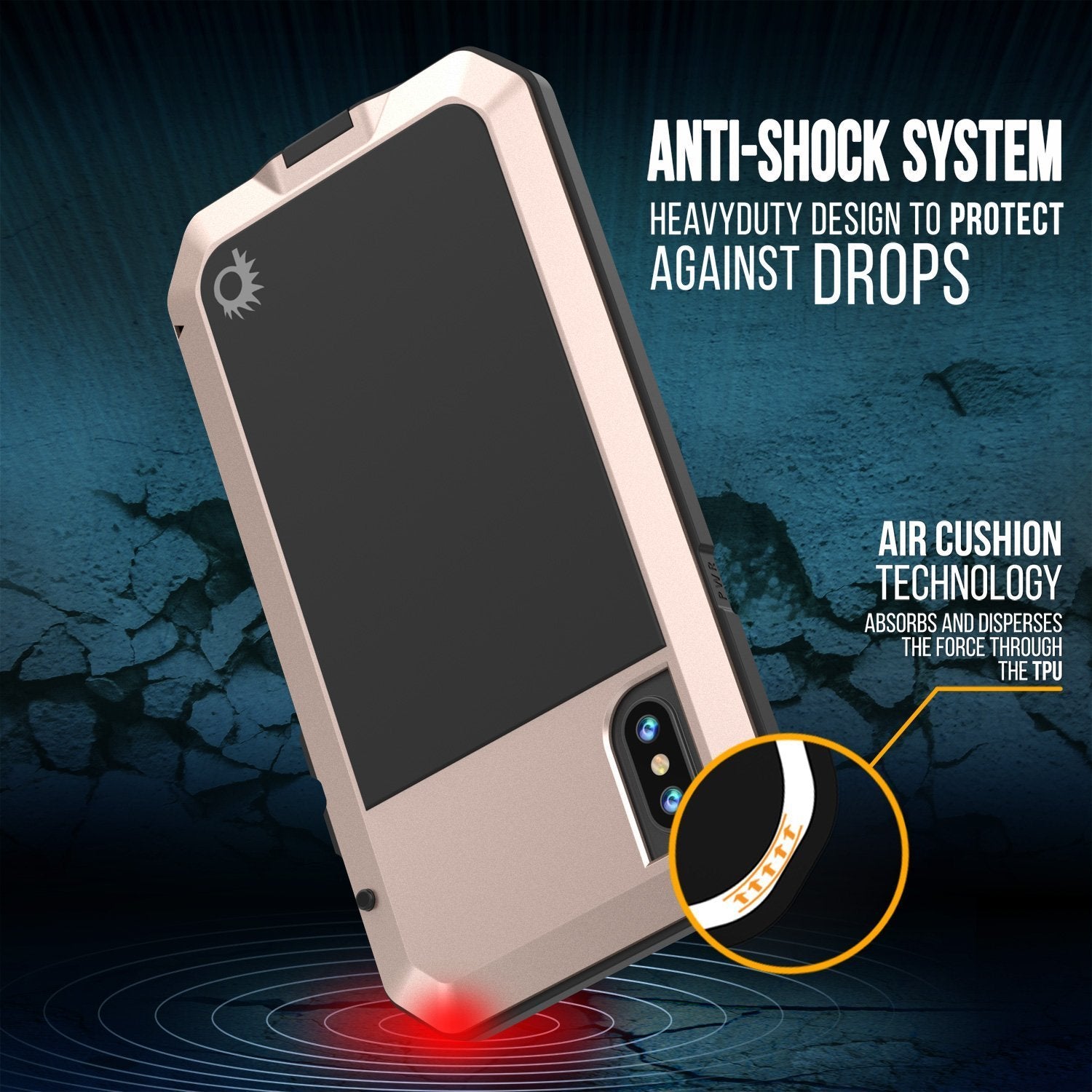 iPhone XR Metal Case, Heavy Duty Military Grade Armor Cover [shock proof] Full Body Hard [Gold]