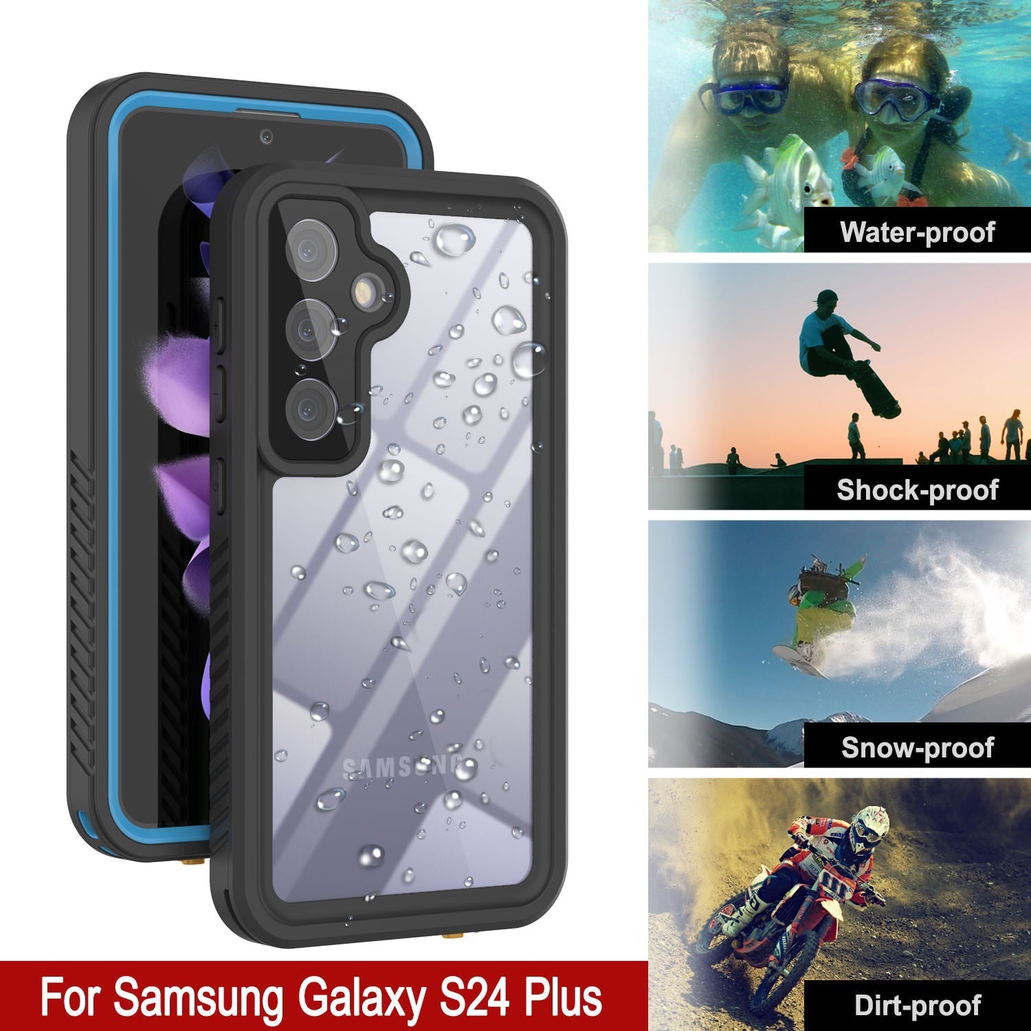 Galaxy S24+ Plus Water/ Shock/ Snow/ dirt proof [Extreme Series] Slim Case [Light Blue]