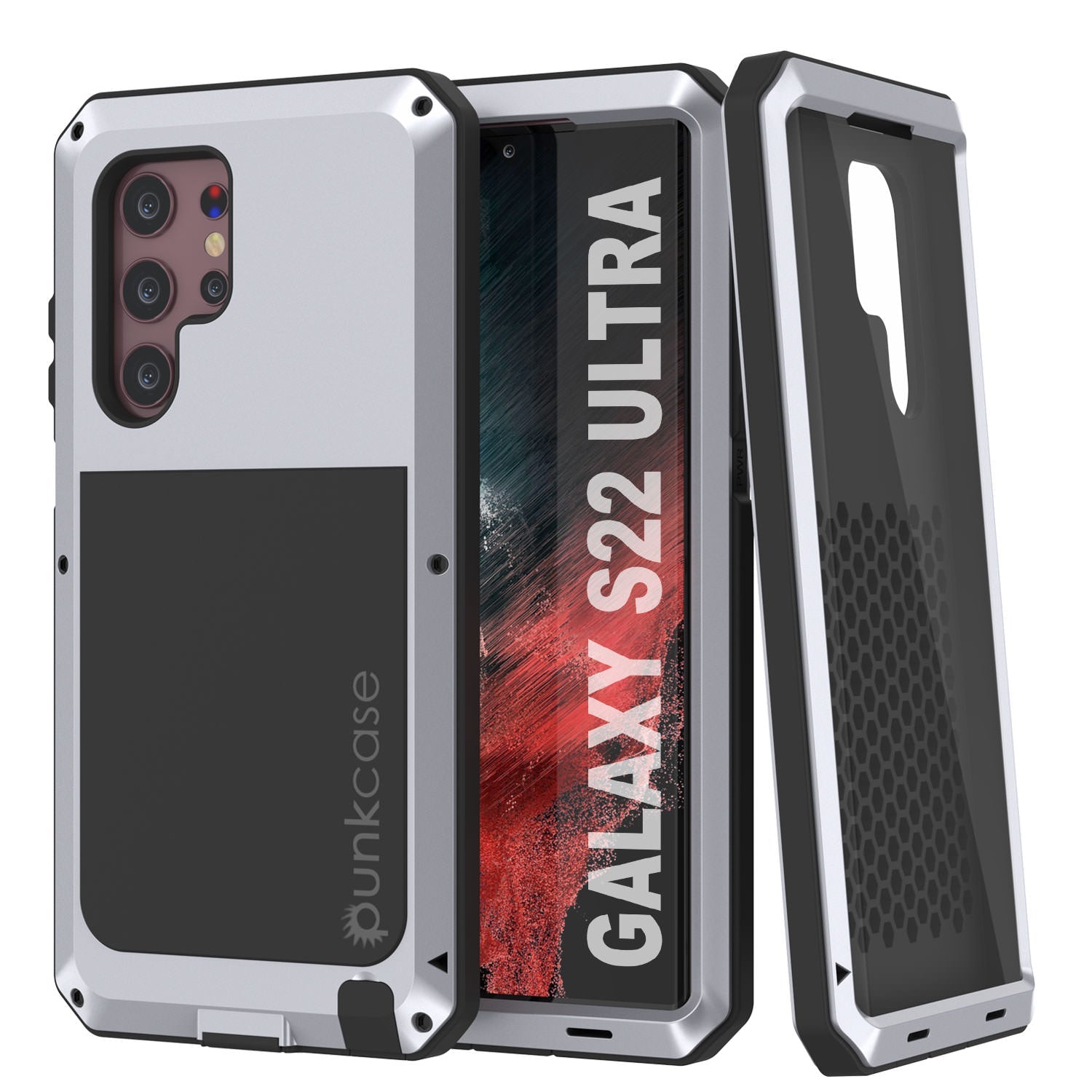 Galaxy S22 Ultra Metal Case, Heavy Duty Military Grade Rugged Armor Cover [White]