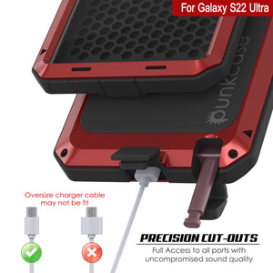 Galaxy S22 Ultra Metal Case, Heavy Duty Military Grade Rugged Armor Cover [Red]