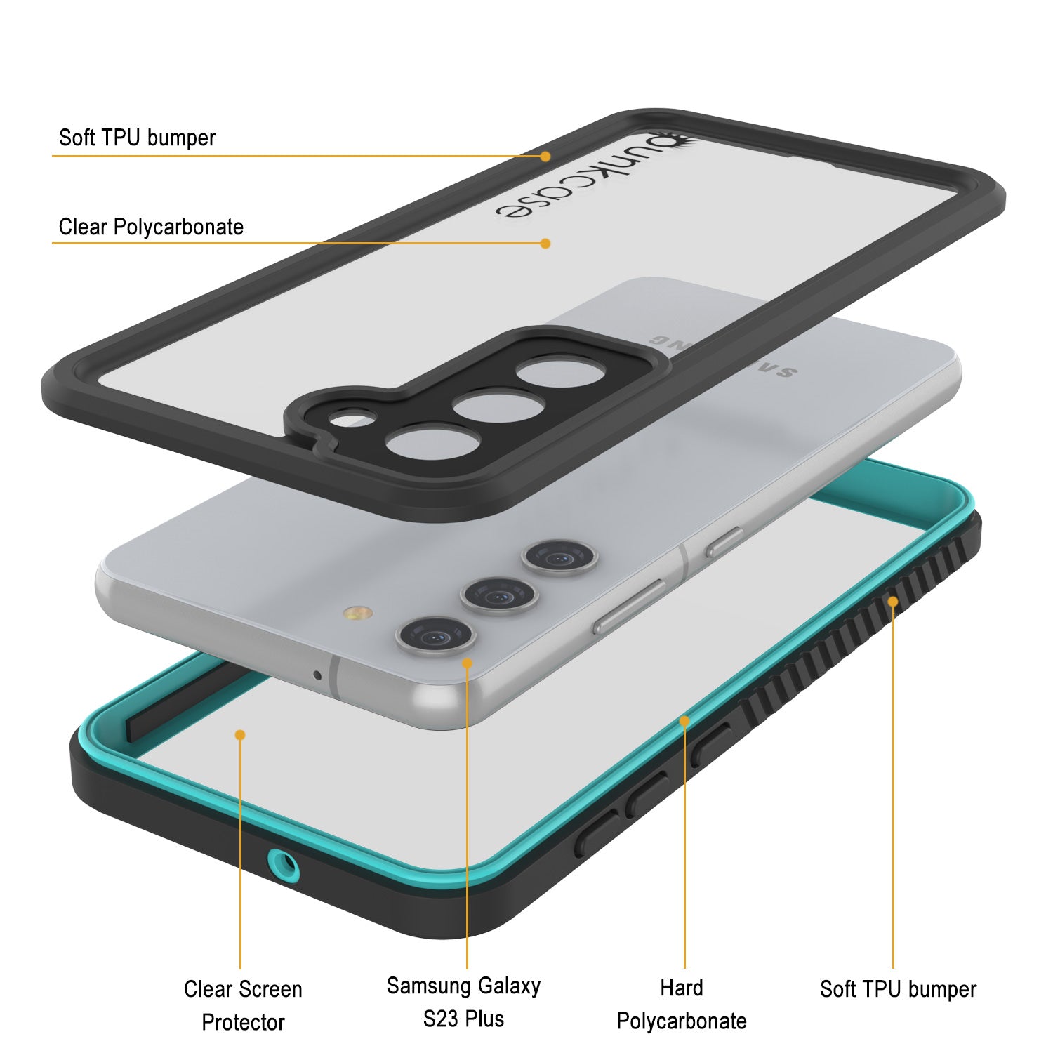 Galaxy S23+ Plus Water/ Shock/ Snowproof [Extreme Series]  Screen Protector Case [Teal]