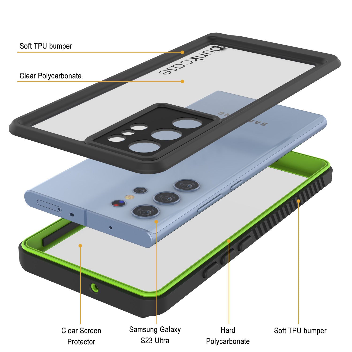 Galaxy S23 Ultra Water/ Shockproof [Extreme Series] Screen Protector Case [Light Green]