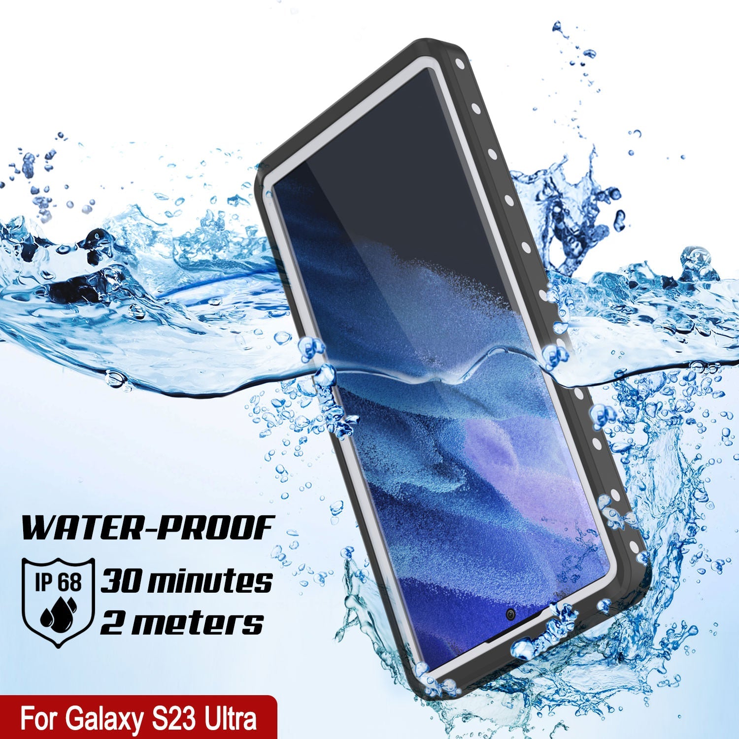 Galaxy S23 Ultra Waterproof Case, Punkcase StudStar White Thin 6.6ft Underwater IP68 Shock/Snow Proof