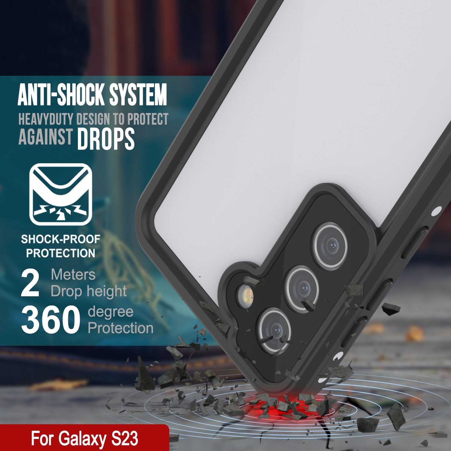 Galaxy S23 Waterproof Case, Punkcase StudStar White Thin 6.6ft Underwater IP68 Shock/Snow Proof