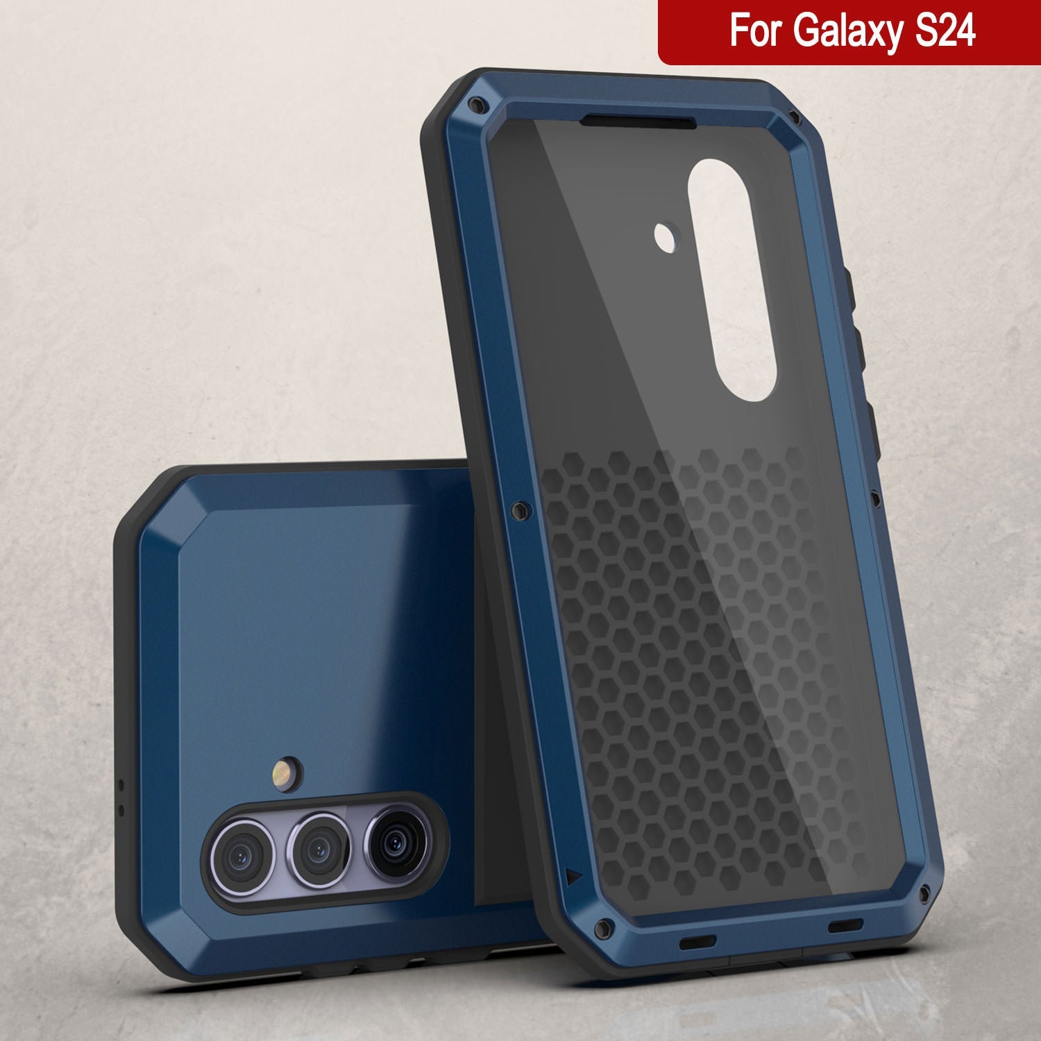 Galaxy S24 Metal Case, Heavy Duty Military Grade Armor Cover [shock proof] Full Body Hard [Blue]