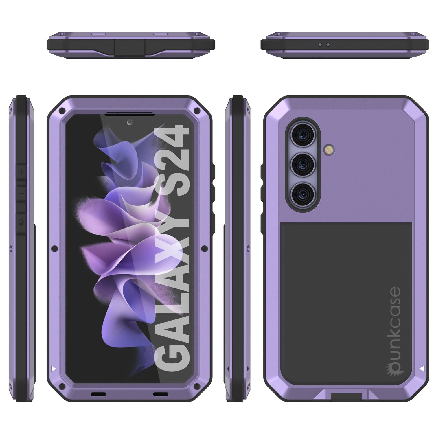 Galaxy S24 Metal Case, Heavy Duty Military Grade Armor Cover [shock proof] Full Body Hard [Purple]