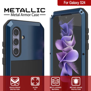 Galaxy S24 Metal Case, Heavy Duty Military Grade Armor Cover [shock proof] Full Body Hard [Blue]