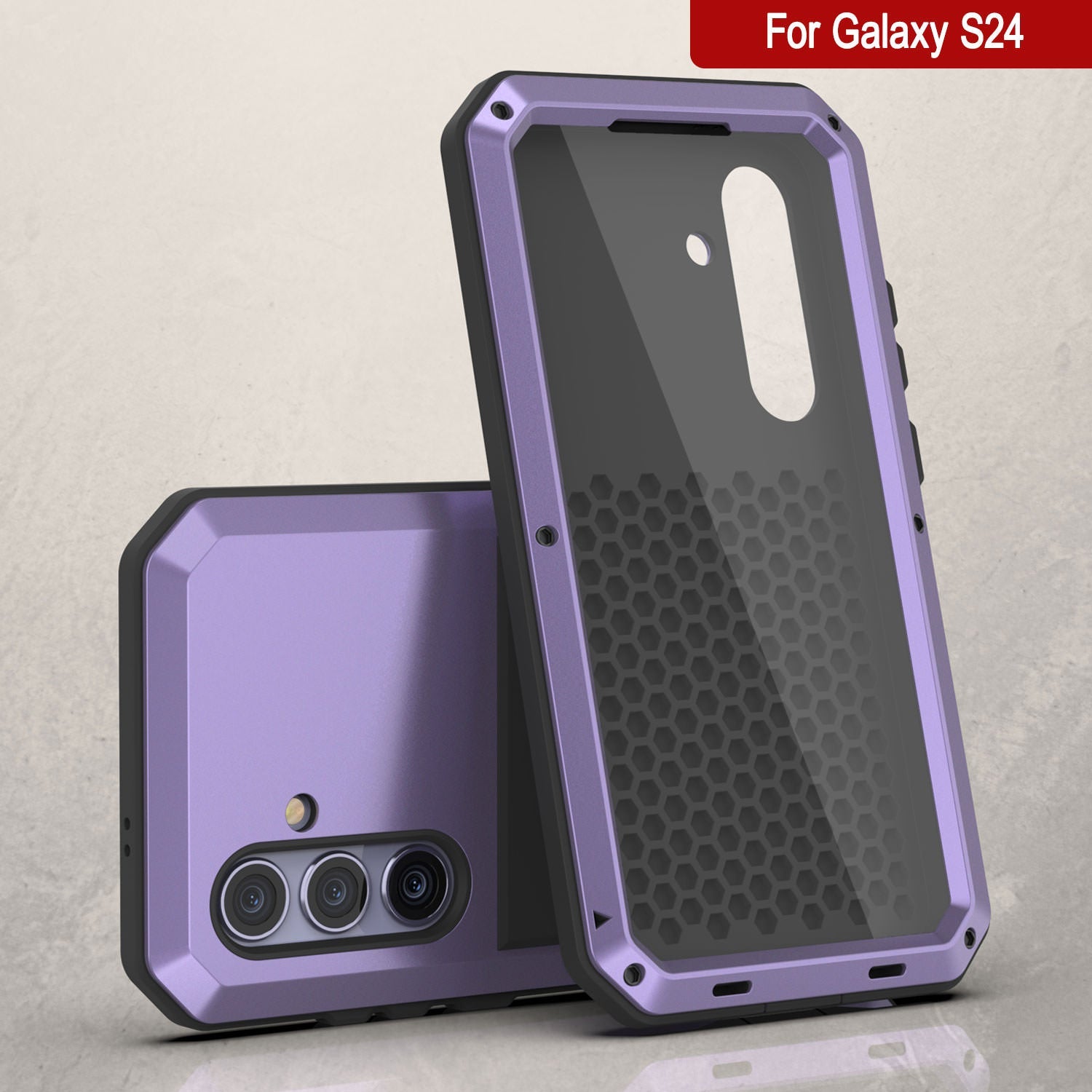 Galaxy S24 Metal Case, Heavy Duty Military Grade Armor Cover [shock proof] Full Body Hard [Purple]