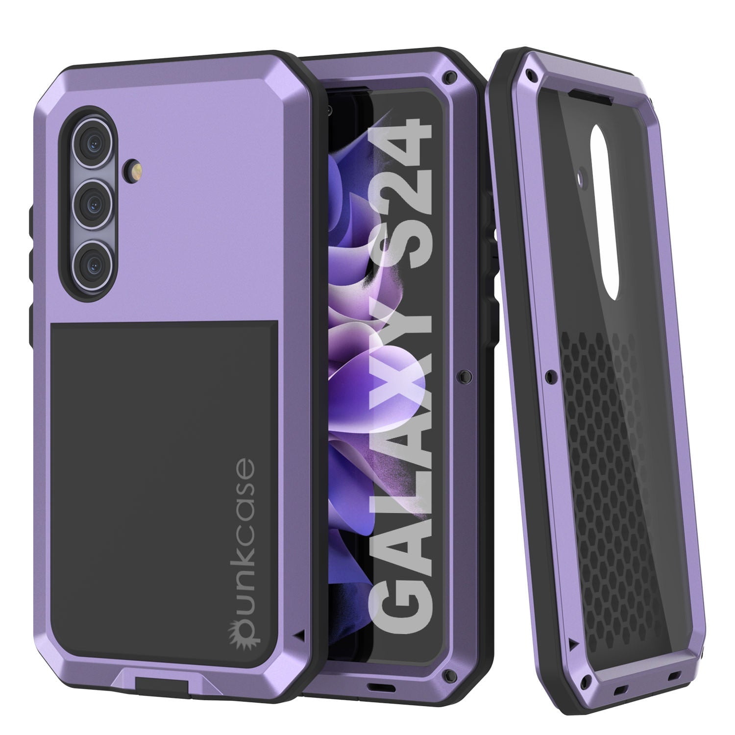 Galaxy S24 Metal Case, Heavy Duty Military Grade Armor Cover [shock proof] Full Body Hard [Purple]