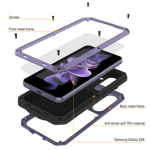 Galaxy S24 Metal Case, Heavy Duty Military Grade Armor Cover [shock proof] Full Body Hard [Purple]