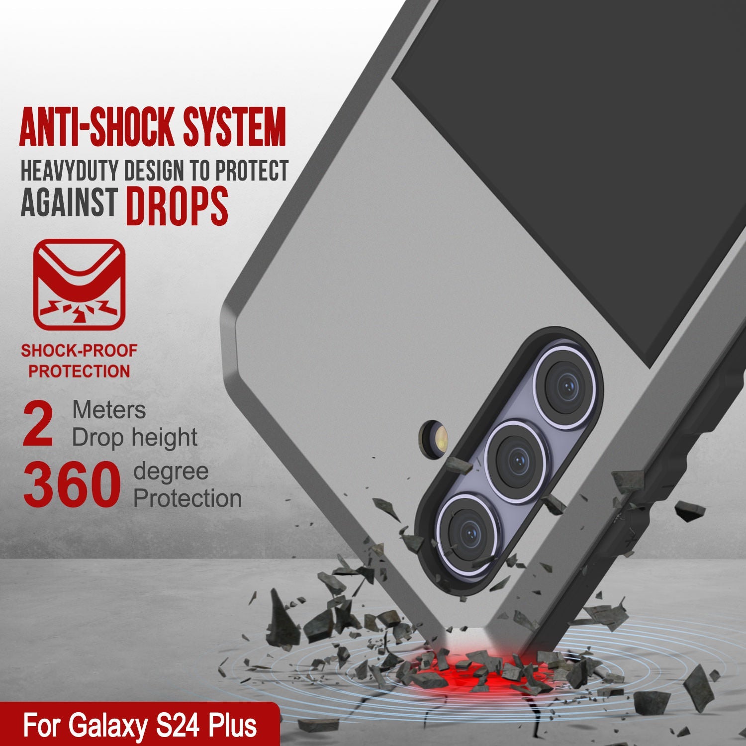 Galaxy S24 Plus Metal Case, Heavy Duty Military Grade Armor Cover [shock proof] Full Body Hard [Silver]