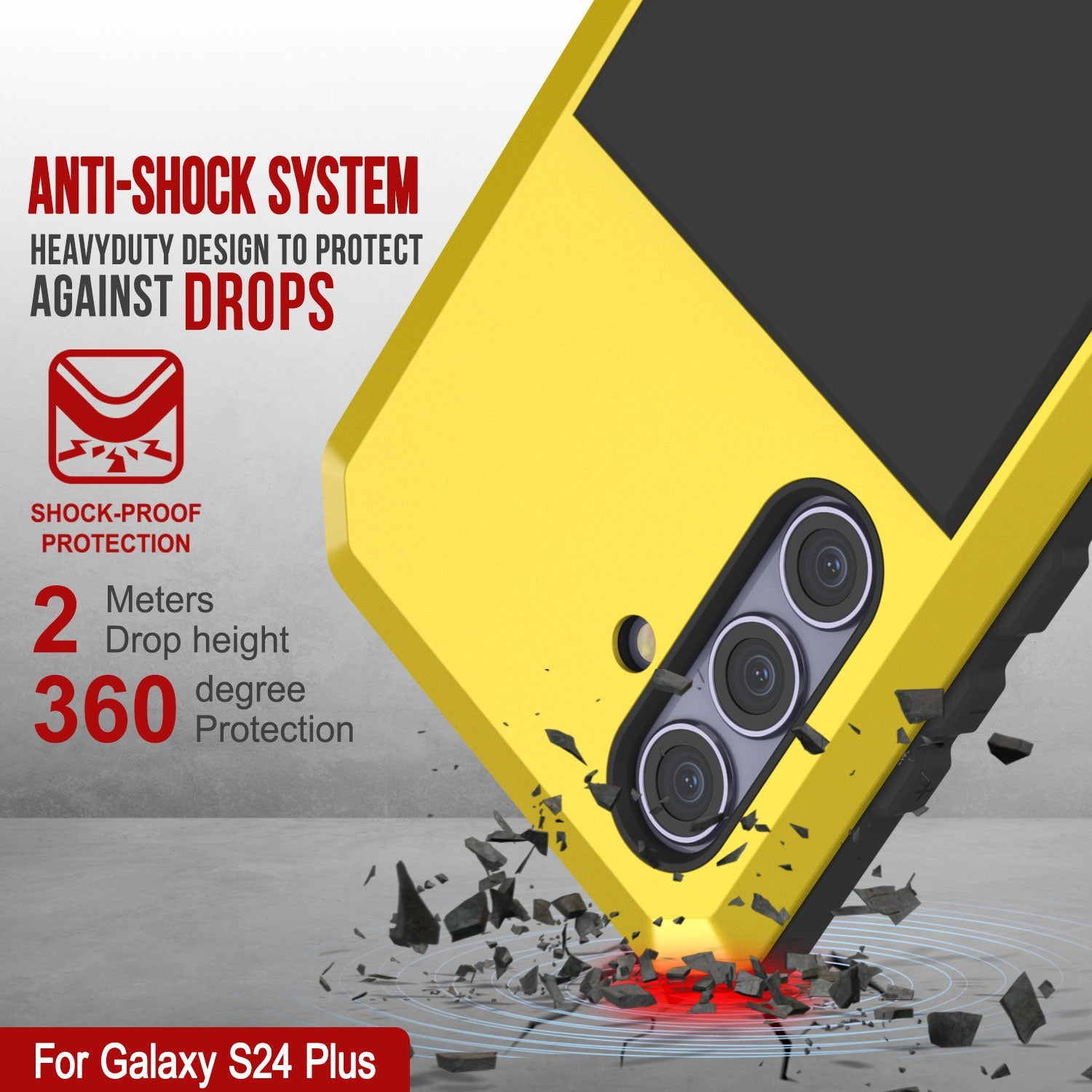 Galaxy S24 Plus Metal Case, Heavy Duty Military Grade Armor Cover [shock proof] Full Body Hard [Yellow]