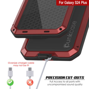 Galaxy S24 Plus Metal Case, Heavy Duty Military Grade Armor Cover [shock proof] Full Body Hard [Red]