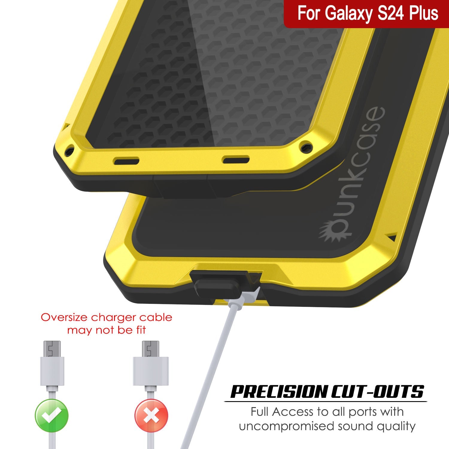 Galaxy S24 Plus Metal Case, Heavy Duty Military Grade Armor Cover [shock proof] Full Body Hard [Yellow]