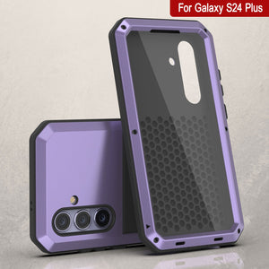 Galaxy S24 Plus Metal Case, Heavy Duty Military Grade Armor Cover [shock proof] Full Body Hard [Purple]