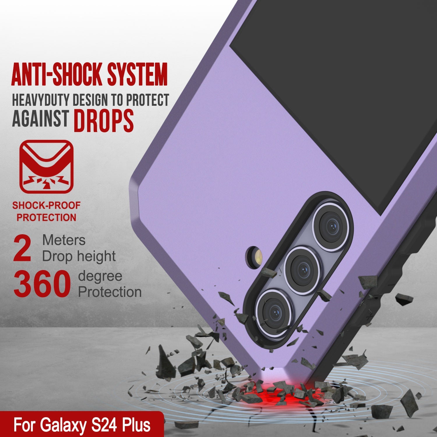 Galaxy S24 Plus Metal Case, Heavy Duty Military Grade Armor Cover [shock proof] Full Body Hard [Purple]