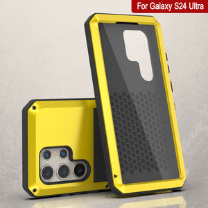 Galaxy S24 Ultra Metal Case, Heavy Duty Military Grade Armor Cover [shock proof] Full Body Hard [Yellow]