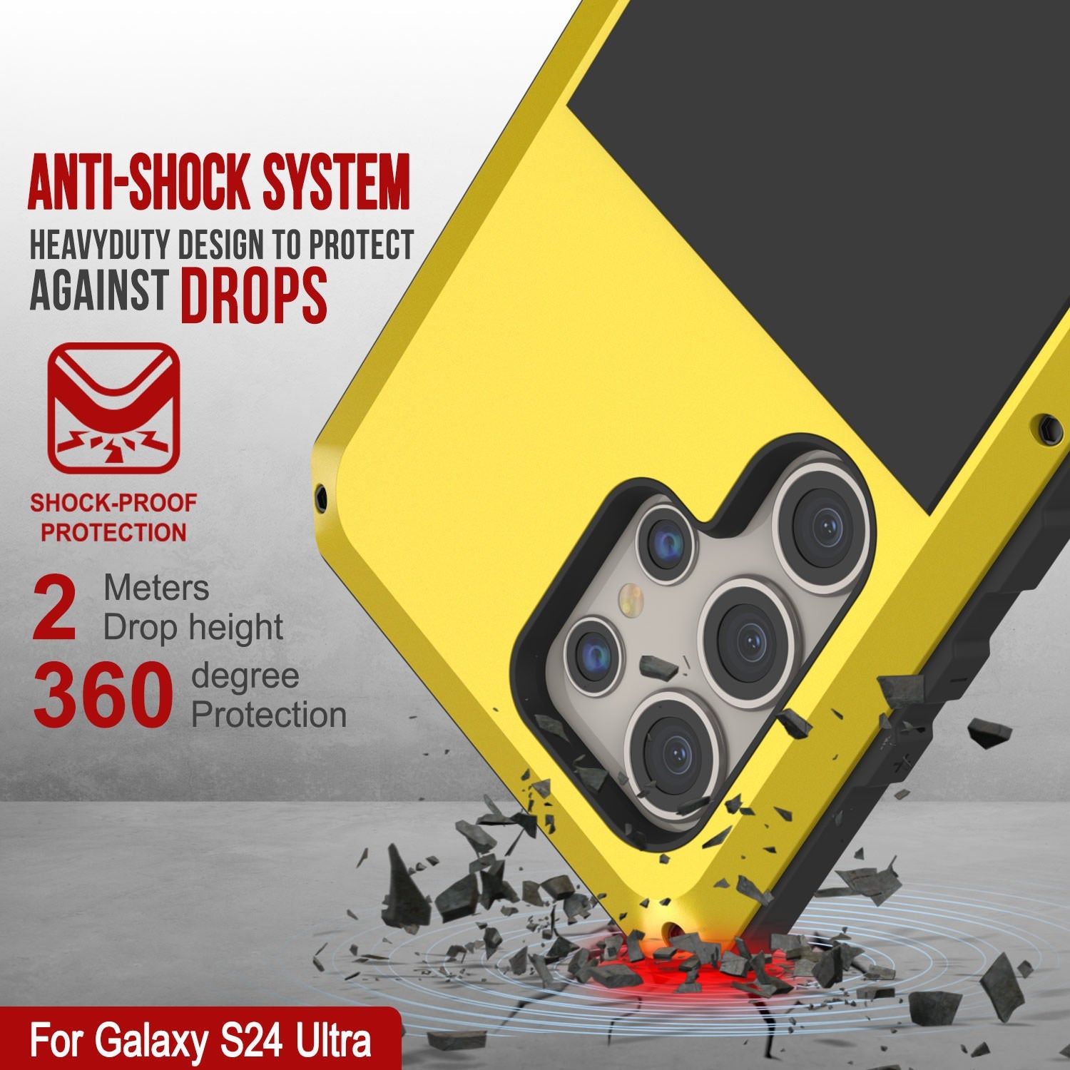 Galaxy S24 Ultra Metal Case, Heavy Duty Military Grade Armor Cover [shock proof] Full Body Hard [Yellow]