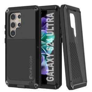 Galaxy S24 Ultra Metal Case, Heavy Duty Military Grade Armor Cover [shock proof] Full Body Hard [Black]