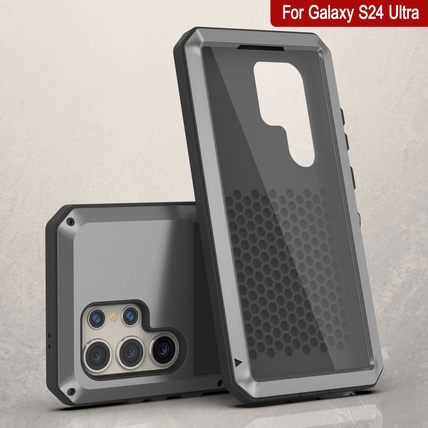 Galaxy S24 Ultra Metal Case, Heavy Duty Military Grade Armor Cover [shock proof] Full Body Hard [Silver]