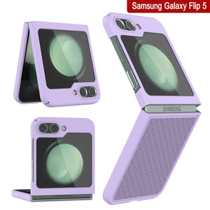 Galaxy Z Flip5 Case With Tempered Glass Screen Protector, Holster Belt Clip & Built-In Kickstand [Lilac]